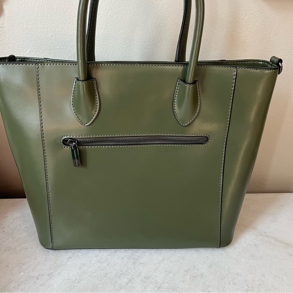 Charles Jourdan Large Handbag Green Leather Missing Long Strap - Picture 4 of 11